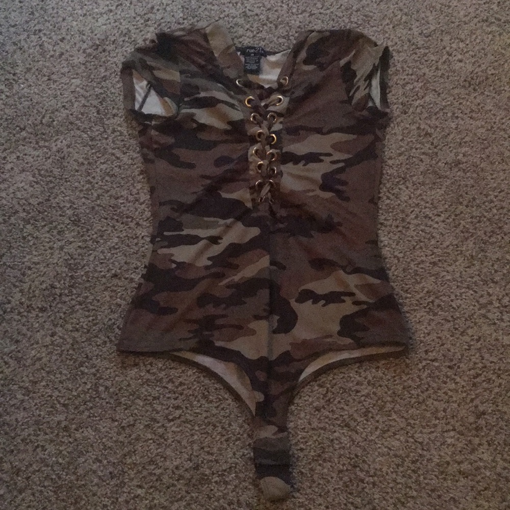 Camo lace up body suit